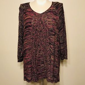 V-neck sweater with 3/4 sleeves, size 3x